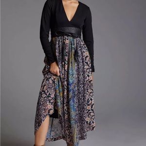 Anthropologie Abstract V-Neck Maxi Dress Size 14 $220
